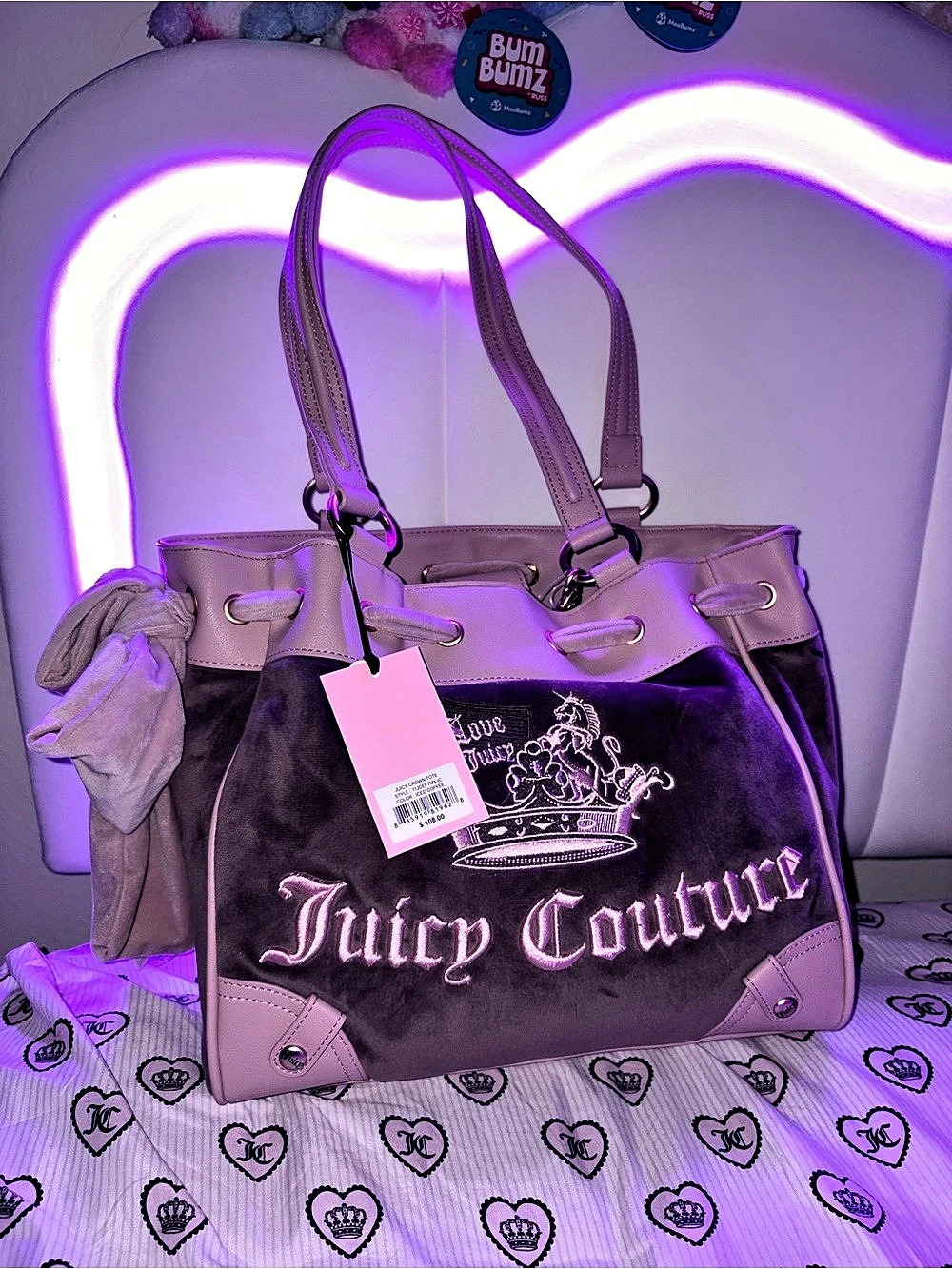 Juicy Couture Crown Y2K Tote Pink & Brown